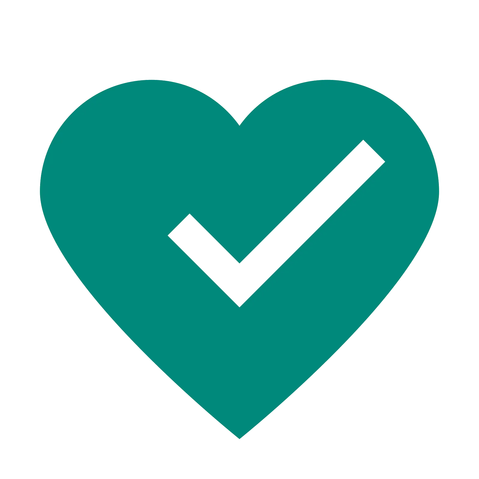 Teal Heart Icon with Checkmark Symbol