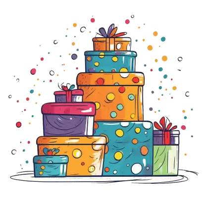 Colorful Stacked Gift Boxes in Cartoon Style