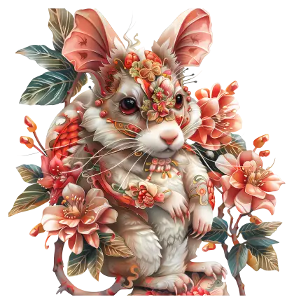 Decorative Mouse with Flowers