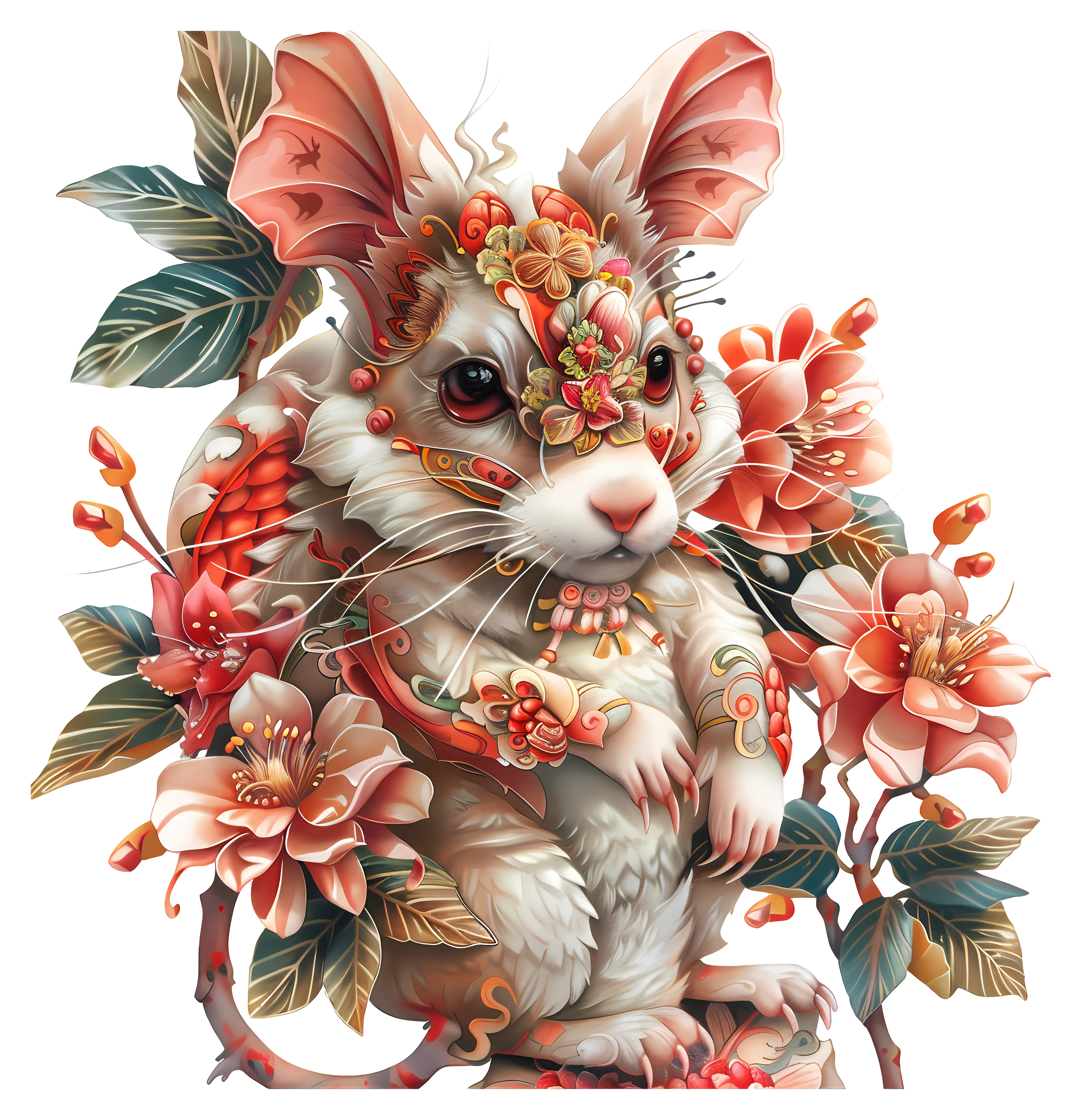 Decorative Mouse with Flowers