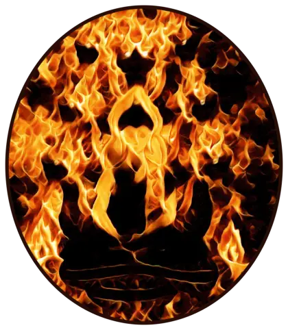 Fire Yoga Pose in Flames