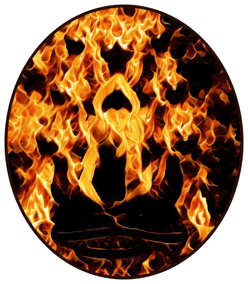 Fire Yoga Pose in Flames