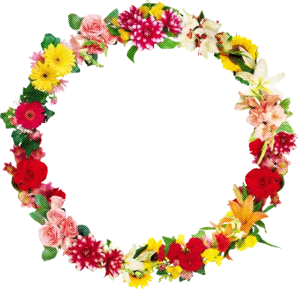 Realistic Multicolored Circular Floral Wreath