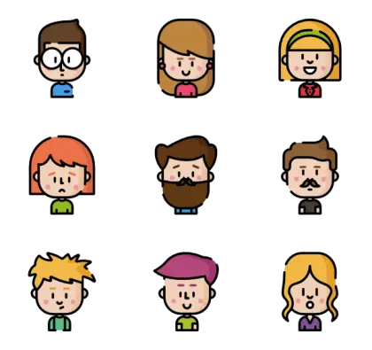 Cute Cartoon Faces Illustration