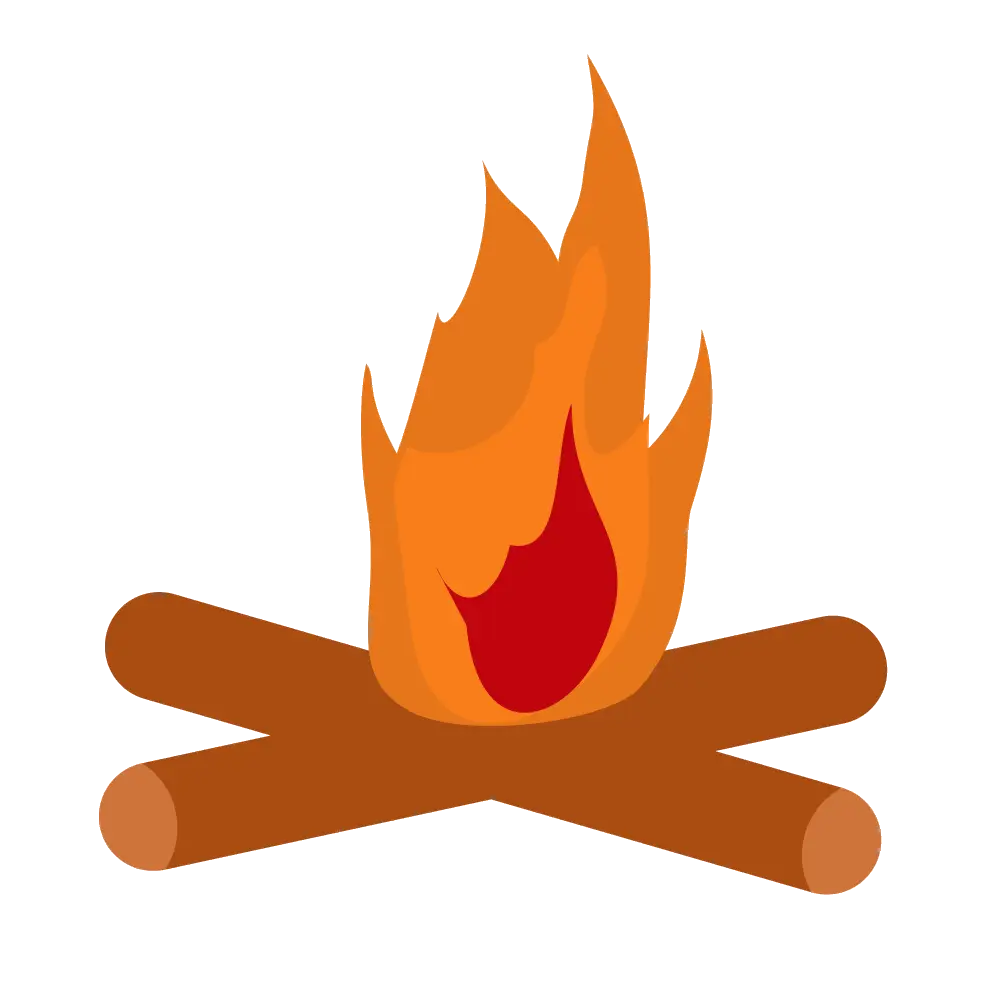 Cartoon Campfire with Flames Illustration
