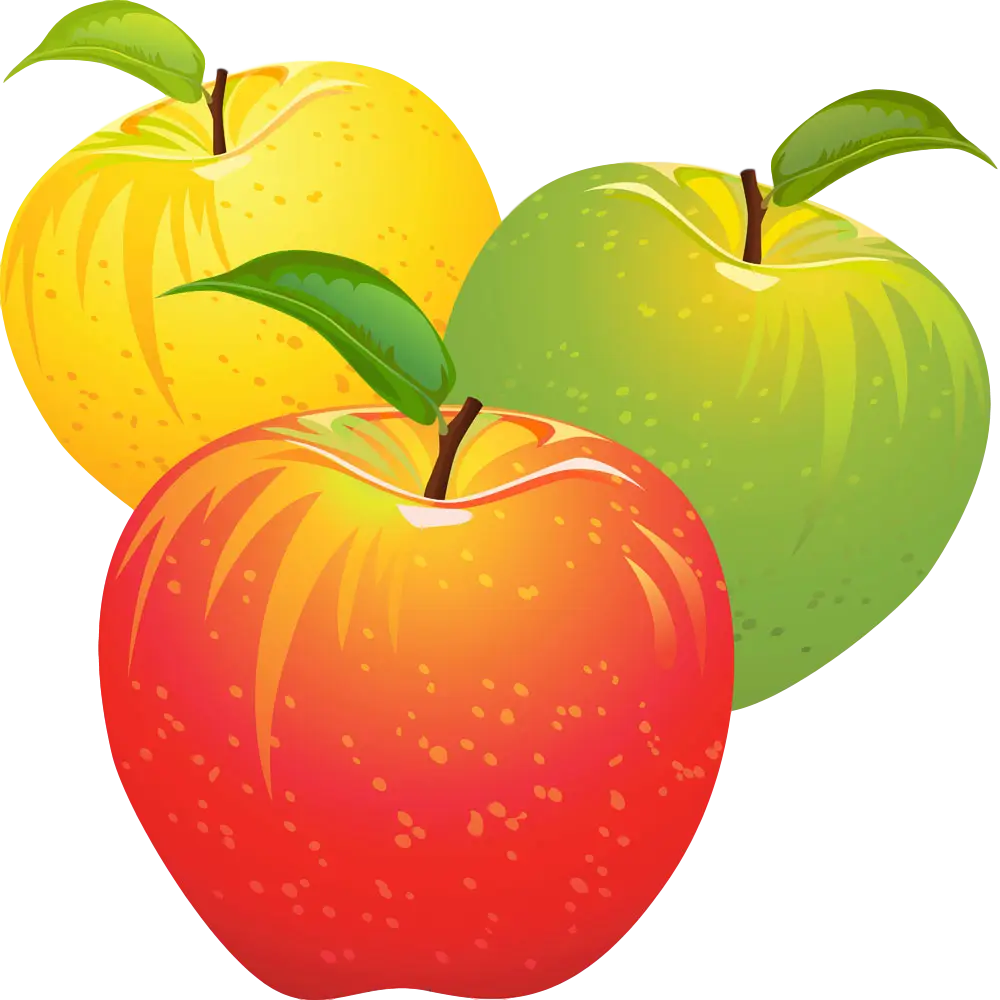 Red, Green, and Yellow Apples Illustration