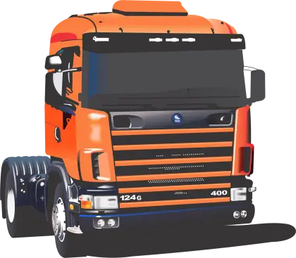 Orange Freight Truck Illustration