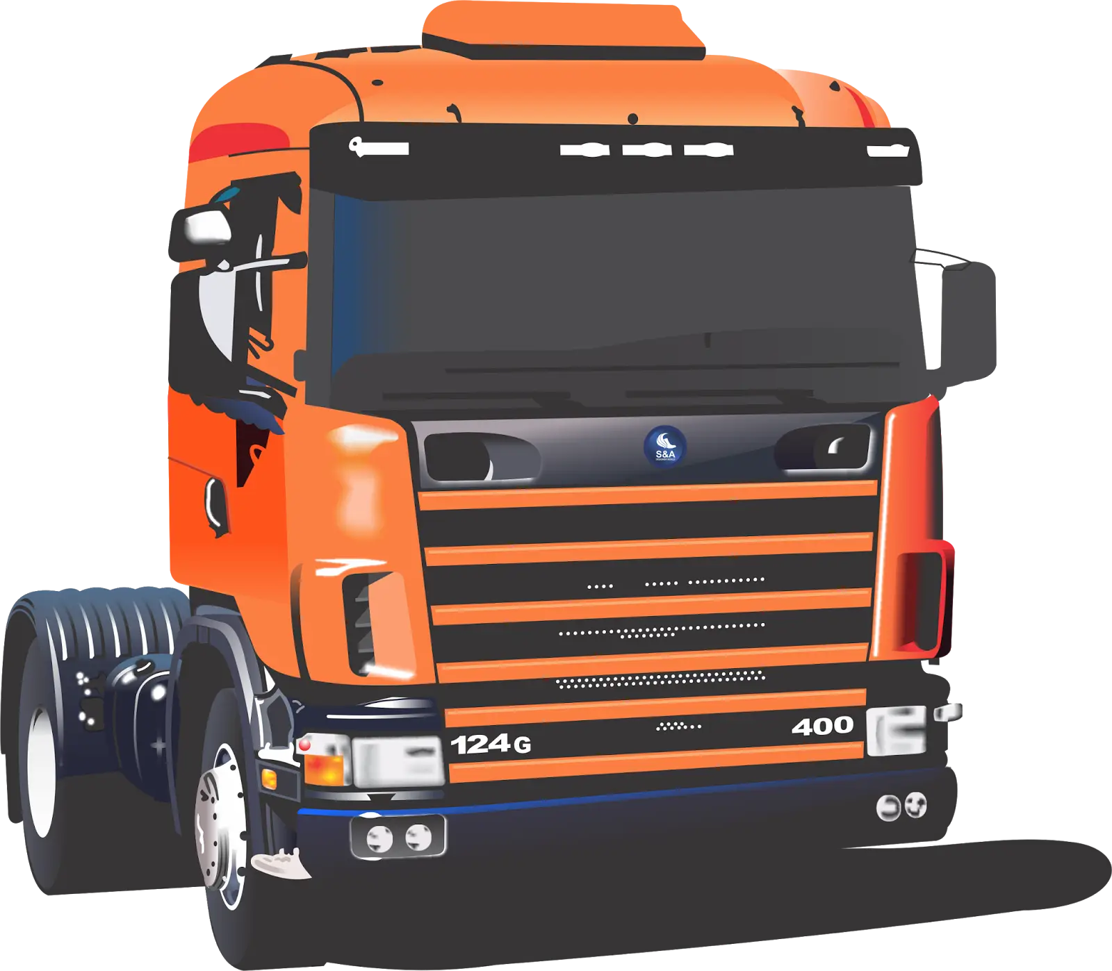Orange Freight Truck Illustration