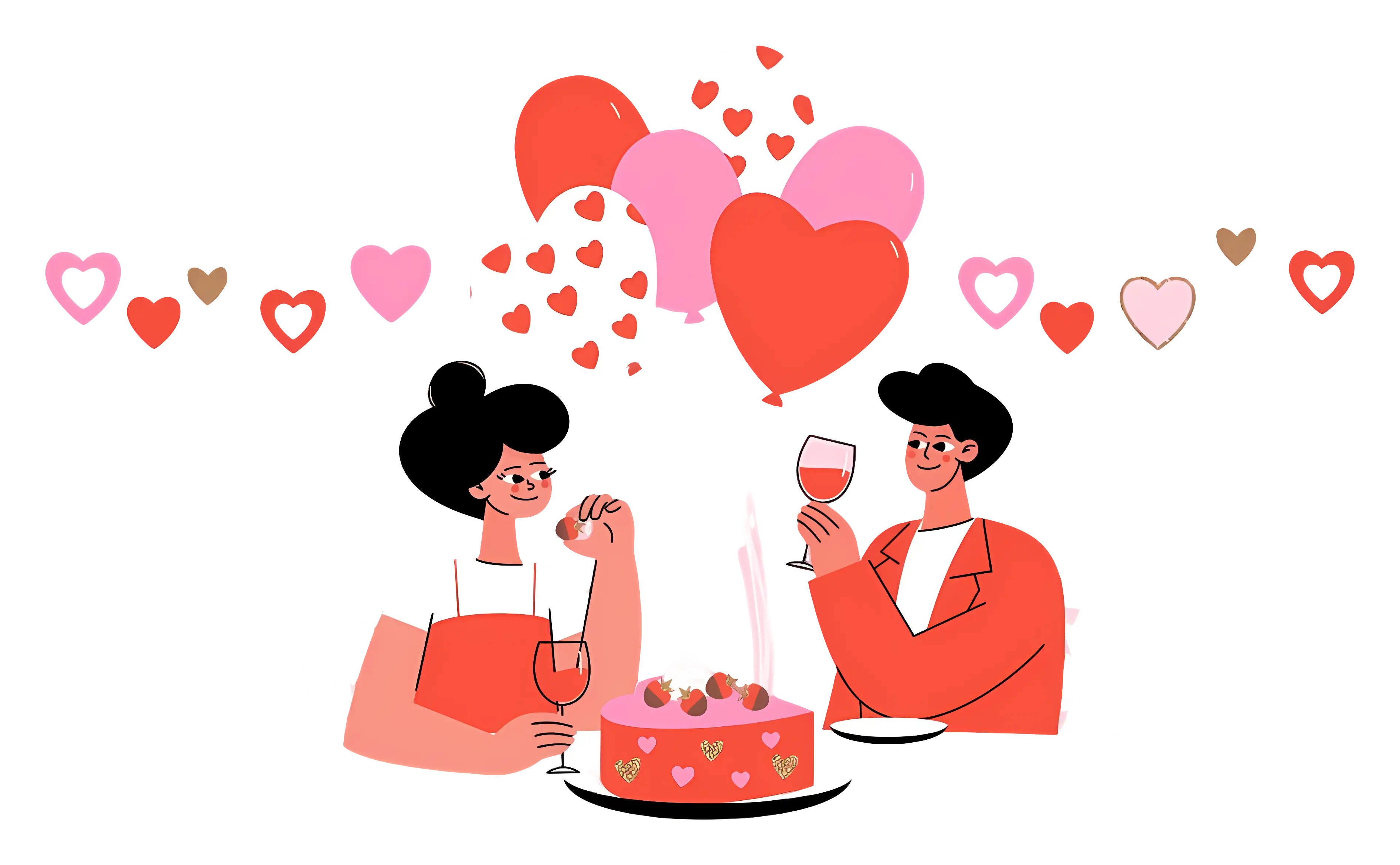 Romantic Couple with Heart Balloons