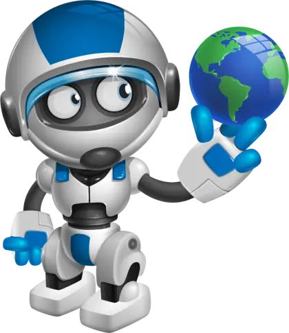 Futuristic Robot Holding Globe