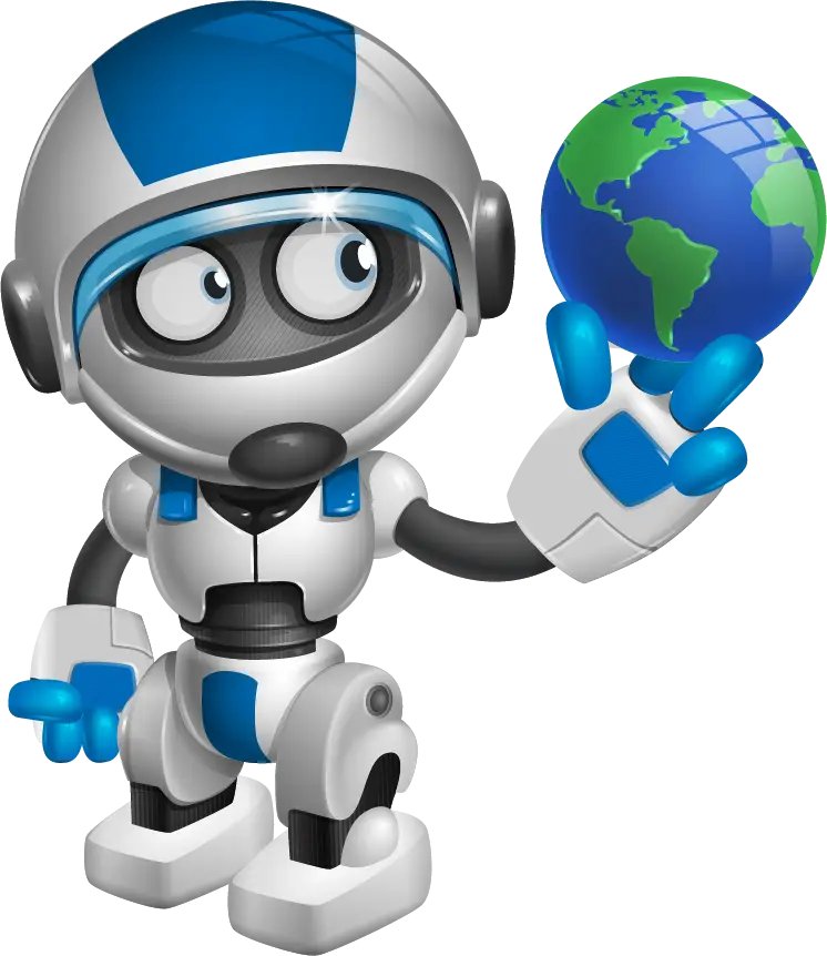 Futuristic Robot Holding Globe