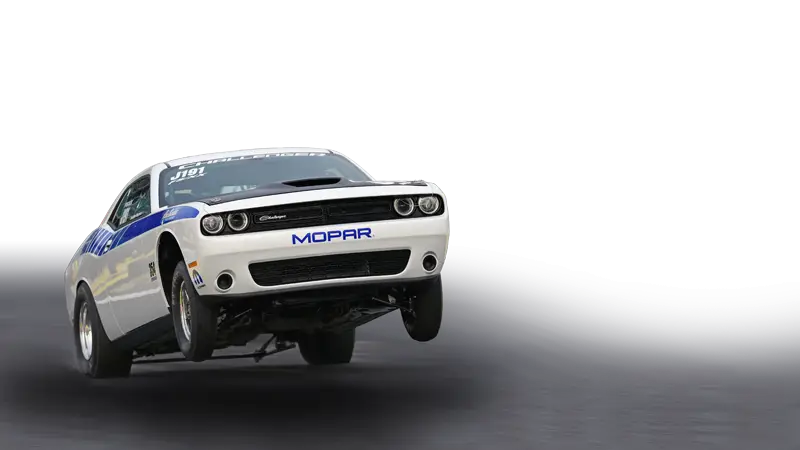 White Car in High-Speed Drag Race
