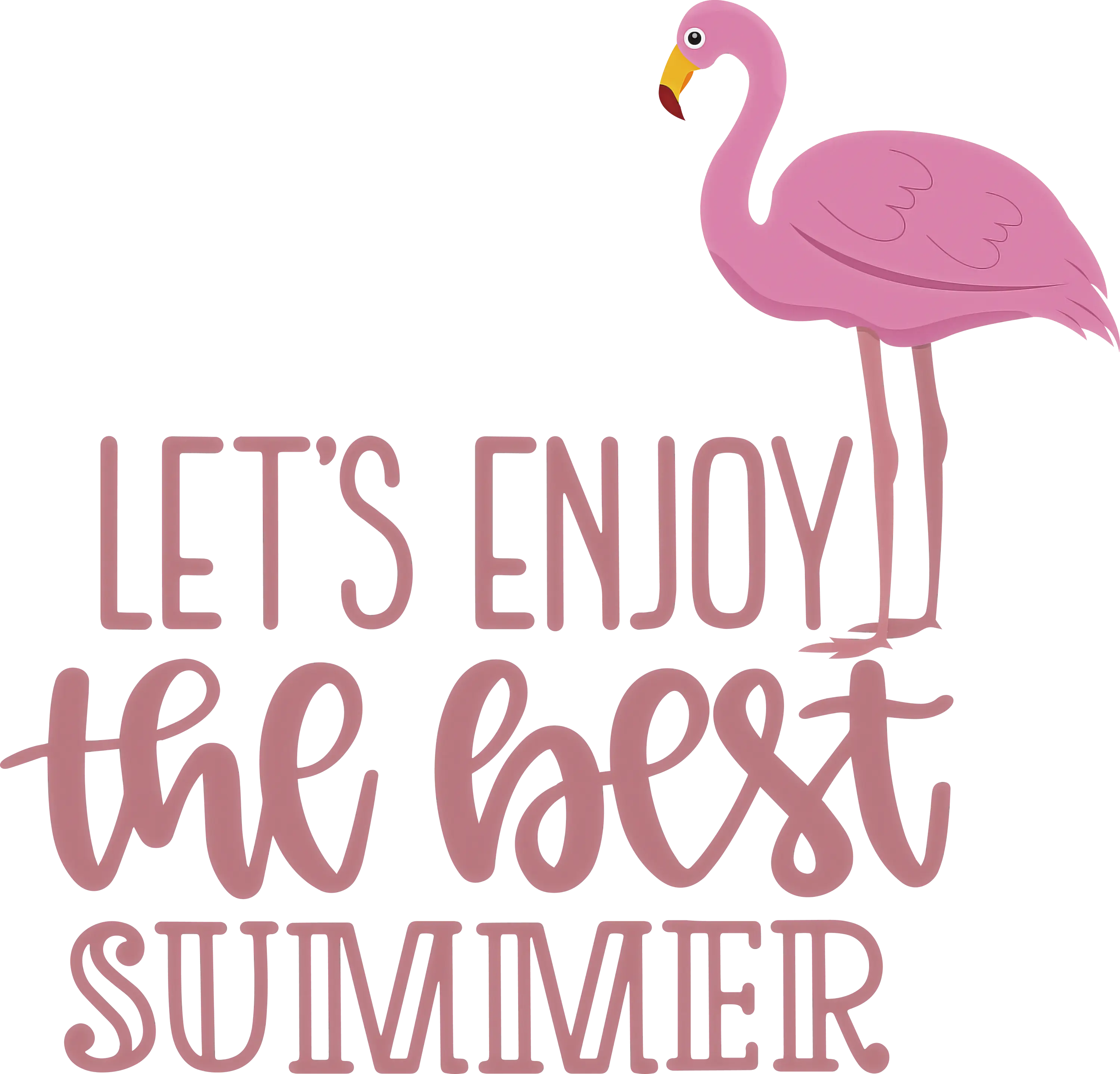 Pink Flamingo with 'Let's Enjoy the Best Summer' Text