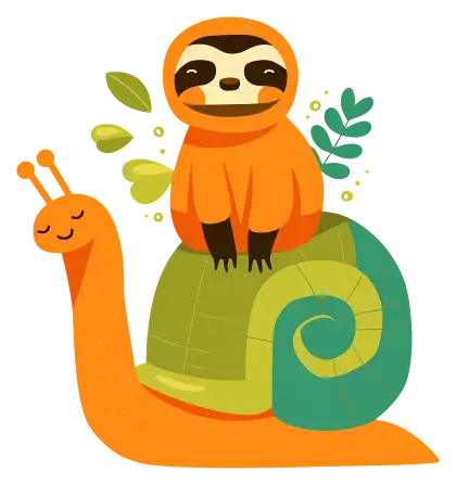 Sloth Relaxing on a Giant Snail