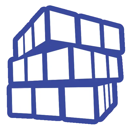 Blue Cube Icon in 3D Geometric Style