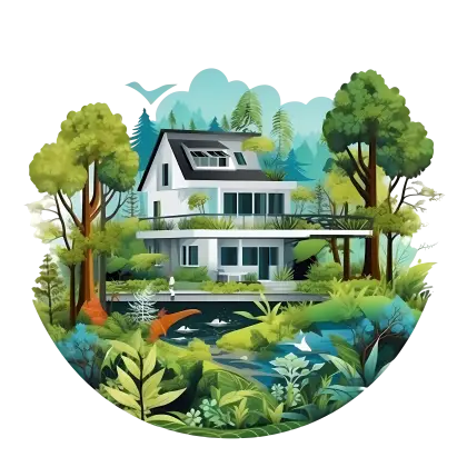 Modern House Surrounded by Green Nature