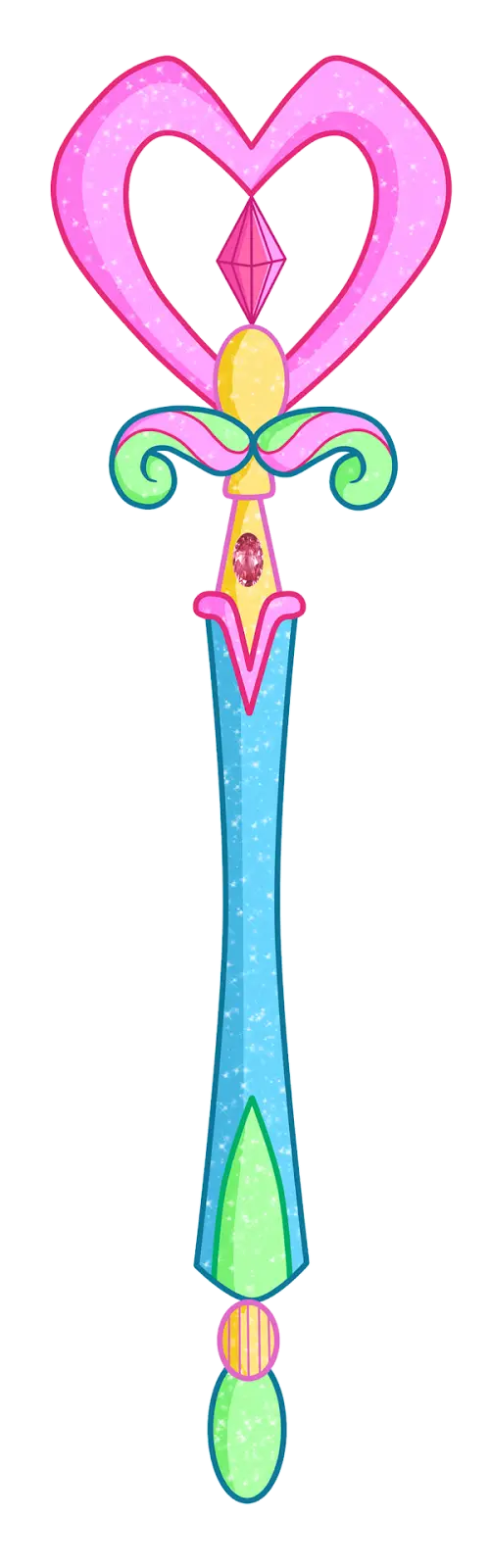 Colorful Magic Wand with Heart and Gem