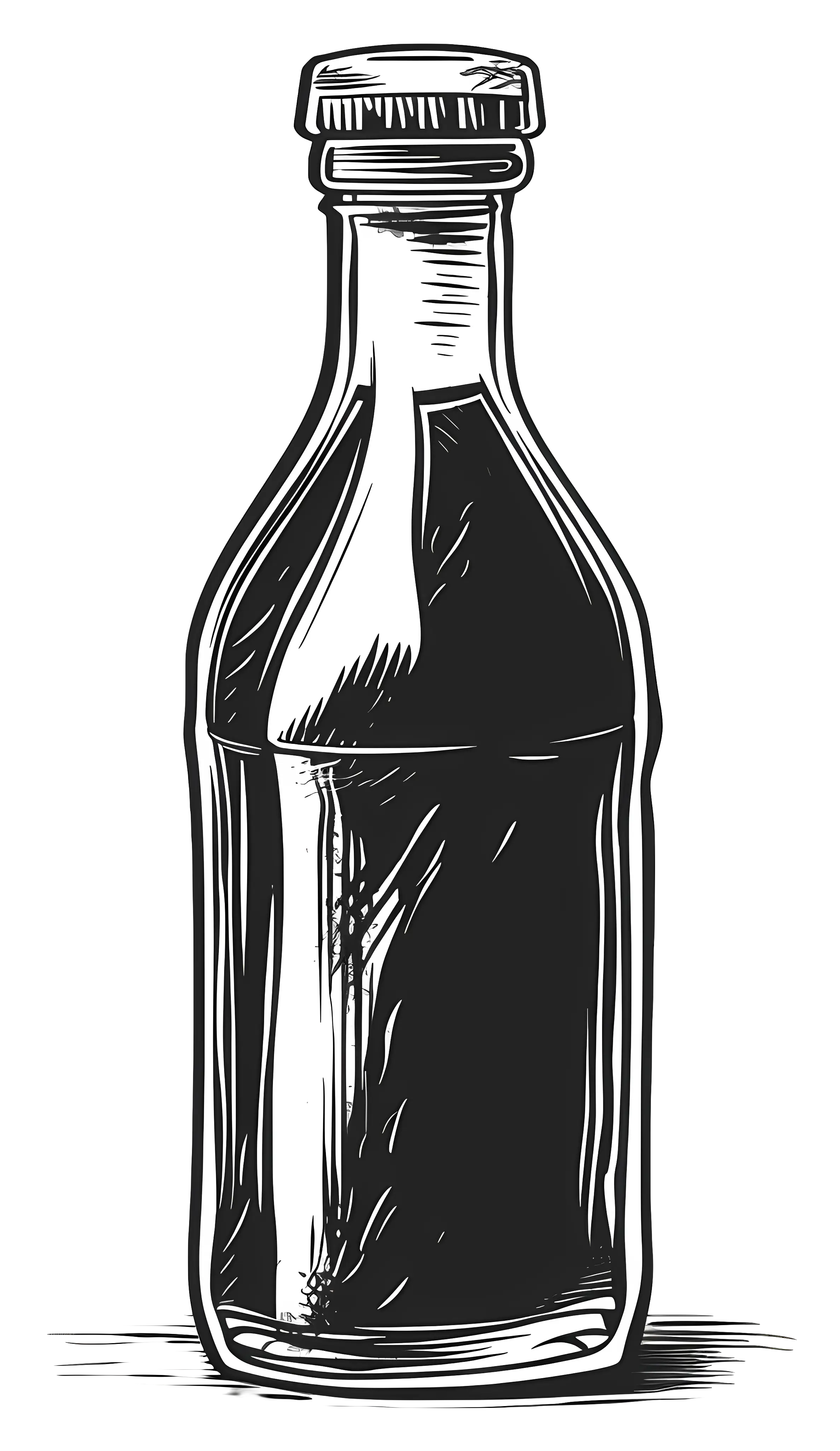Vintage Black and White Glass Bottle Illustration