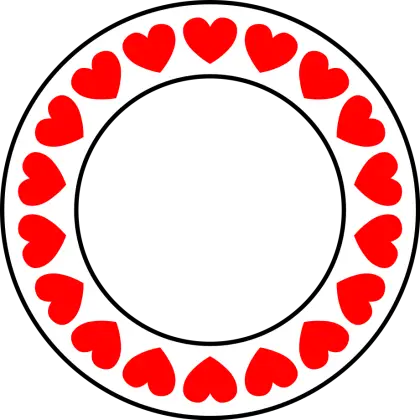 Circle Frame with Red Hearts