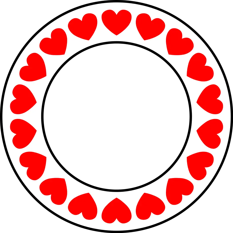 Circle Frame with Red Hearts