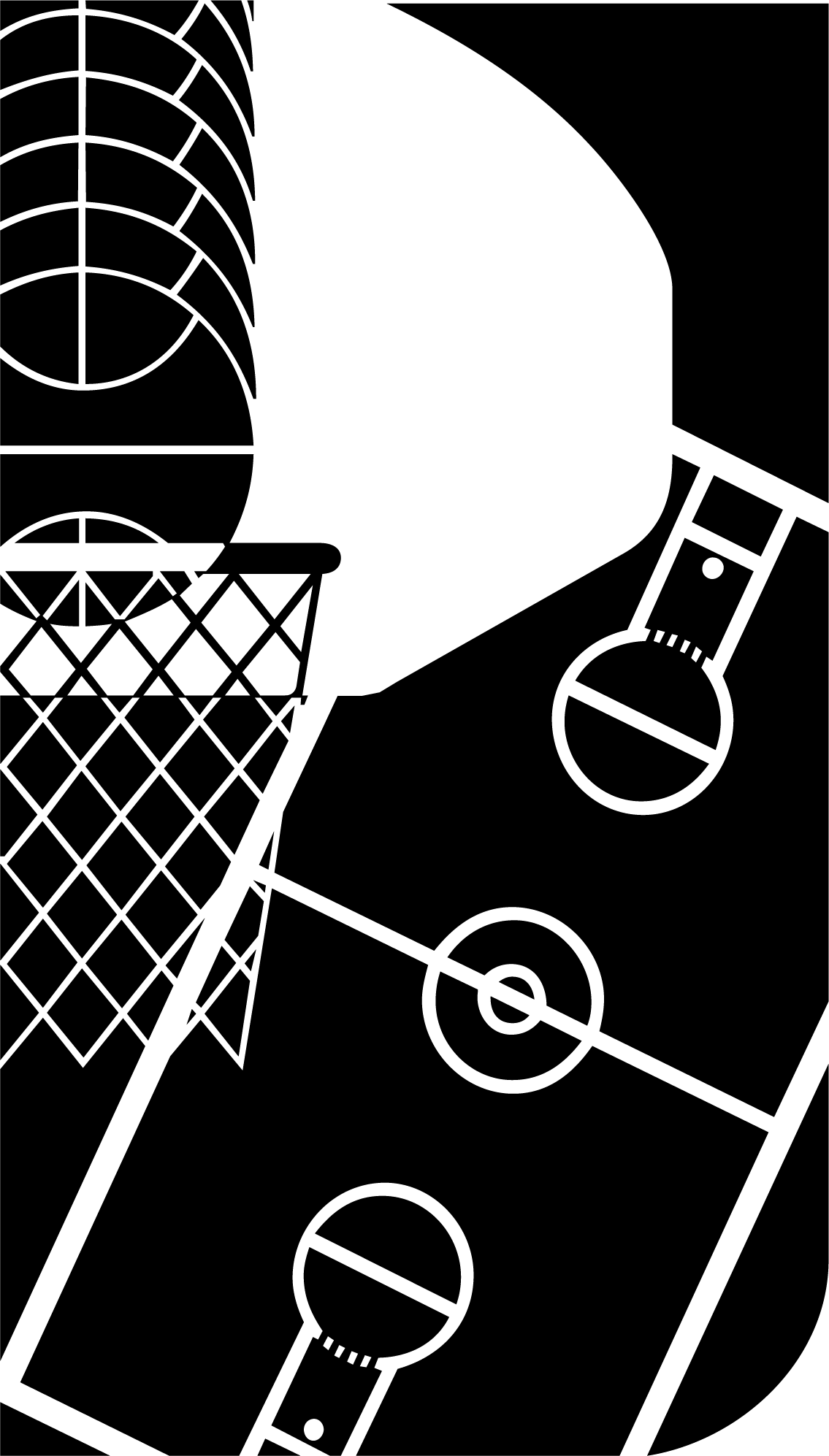 Black and White Basketball Illustration