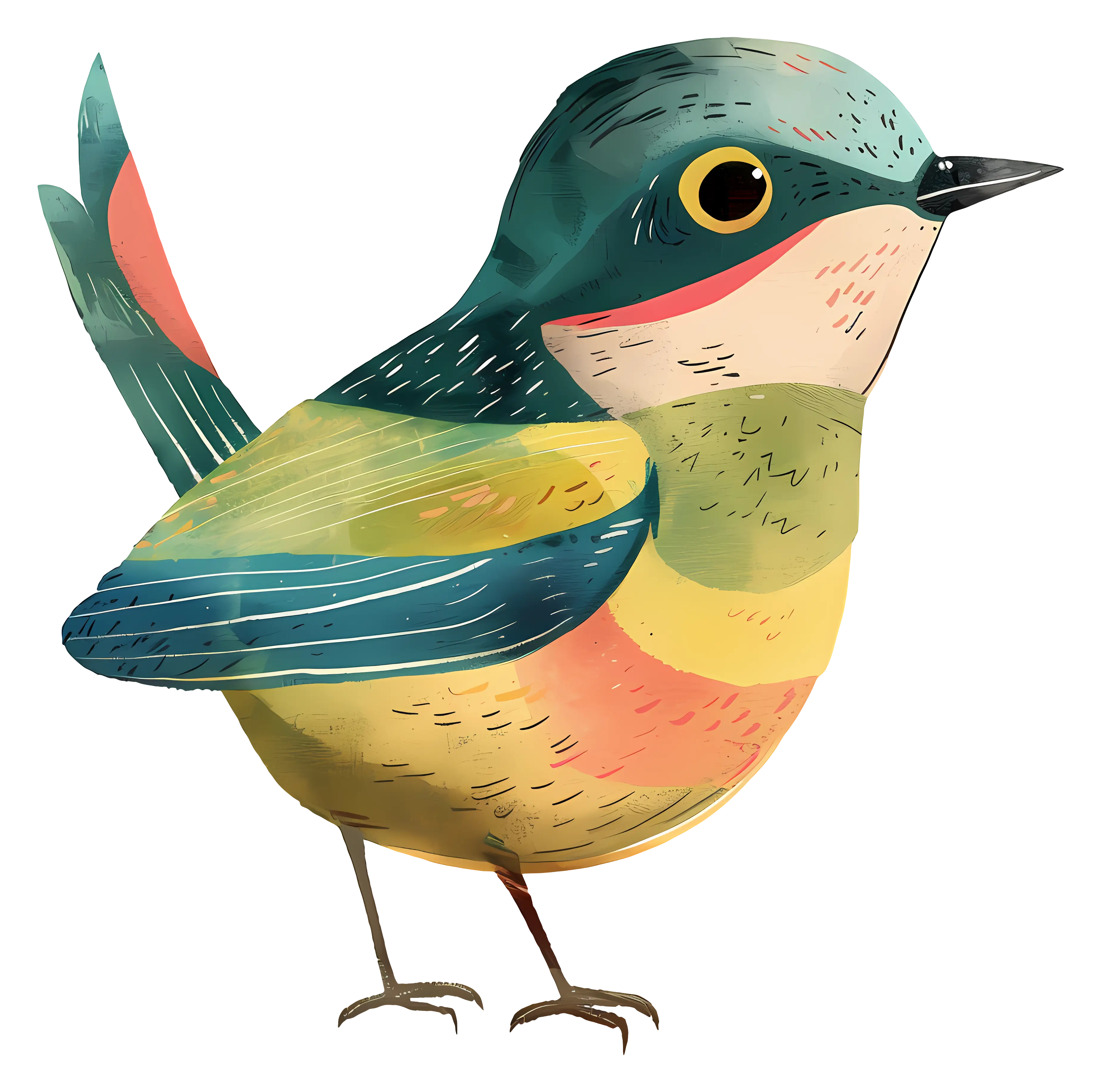 Cute Colorful Cartoon Bird Illustration
