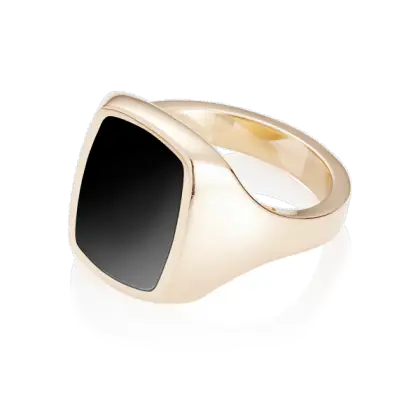 Gold Signet Ring with Black Stone