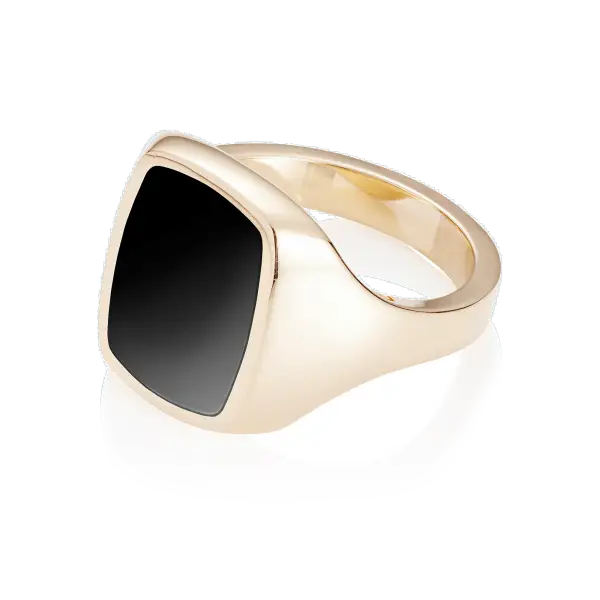 Gold Signet Ring with Black Stone