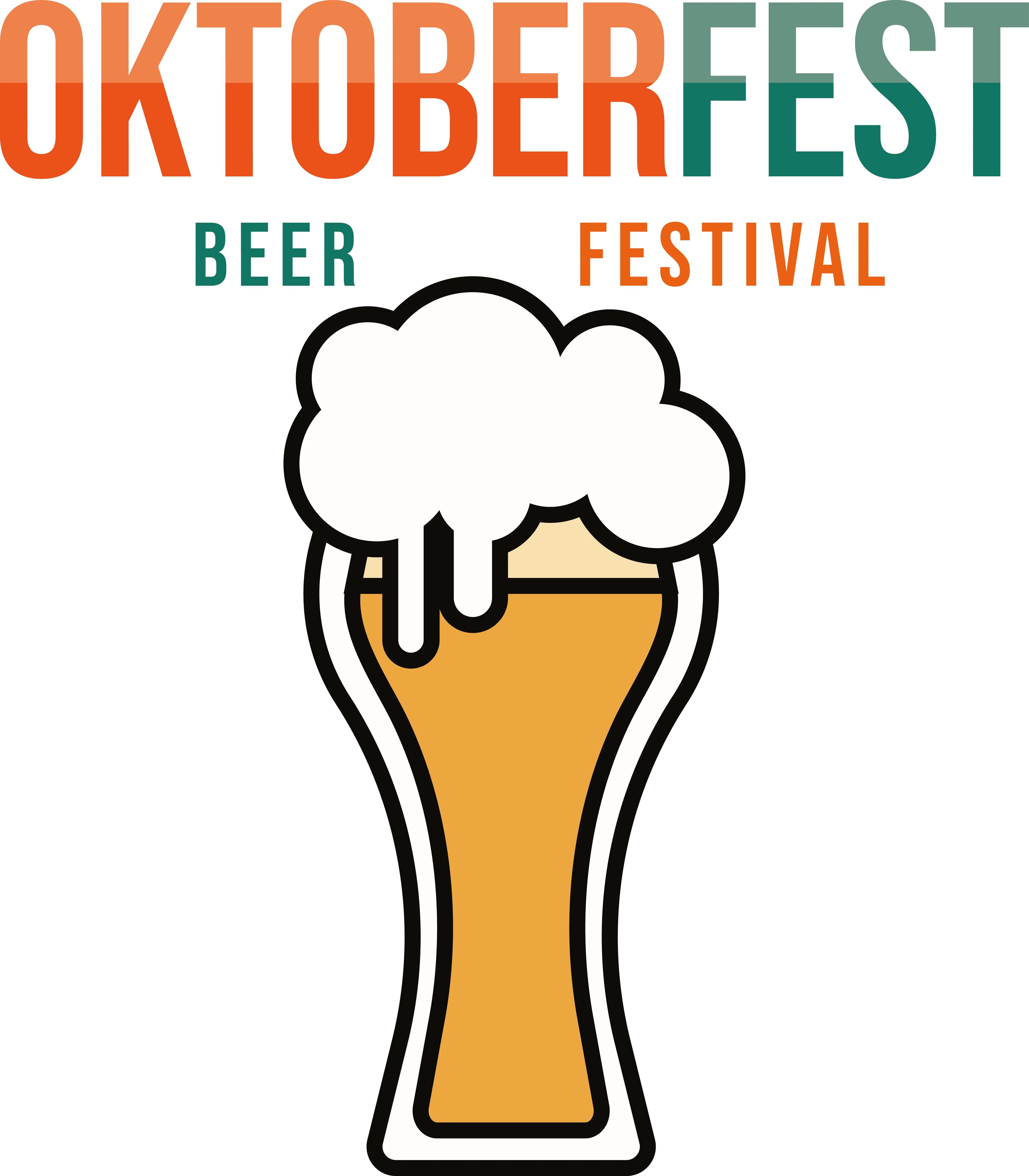 Stylized Beer Glass Design for Oktoberfest