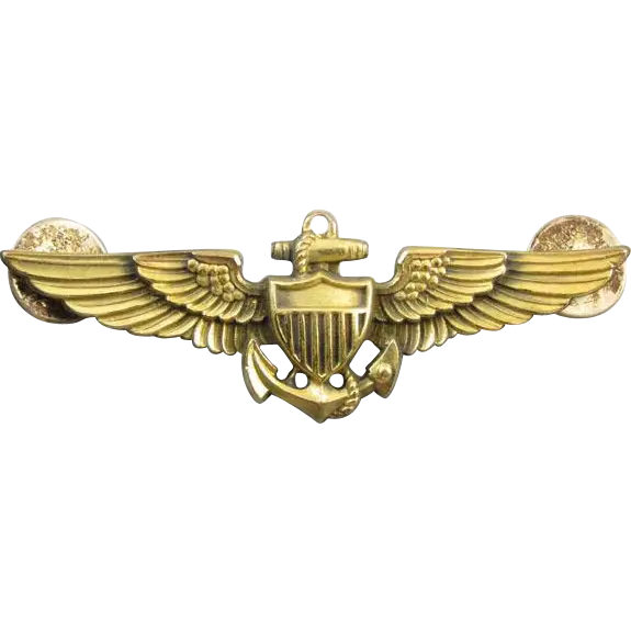 Golden Aviator Wings Navy Insignia Badge