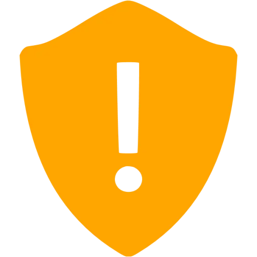 Orange Warning Shield with Exclamation Mark