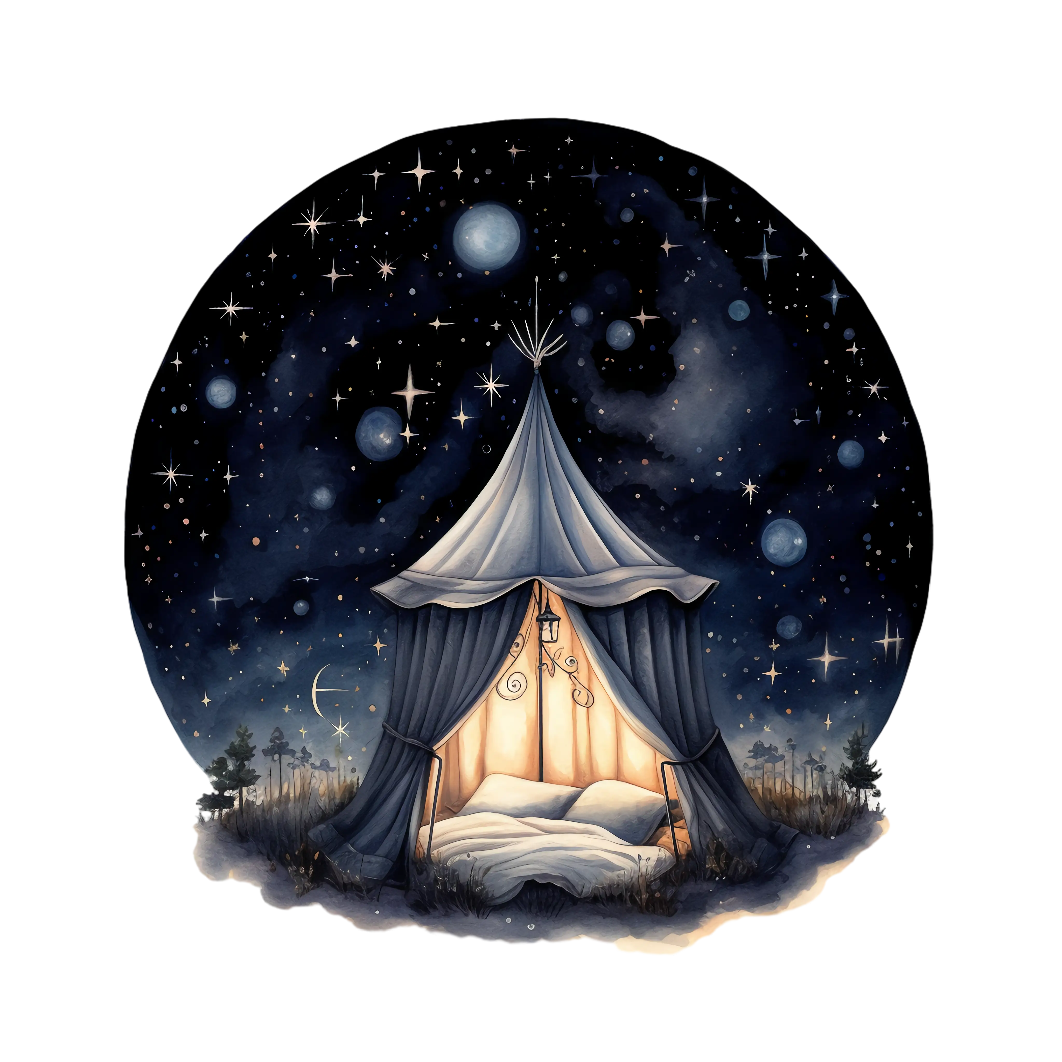 Camping Tent Under Starry Sky