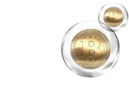 Bitcoin Symbol inside Transparent Bubbles