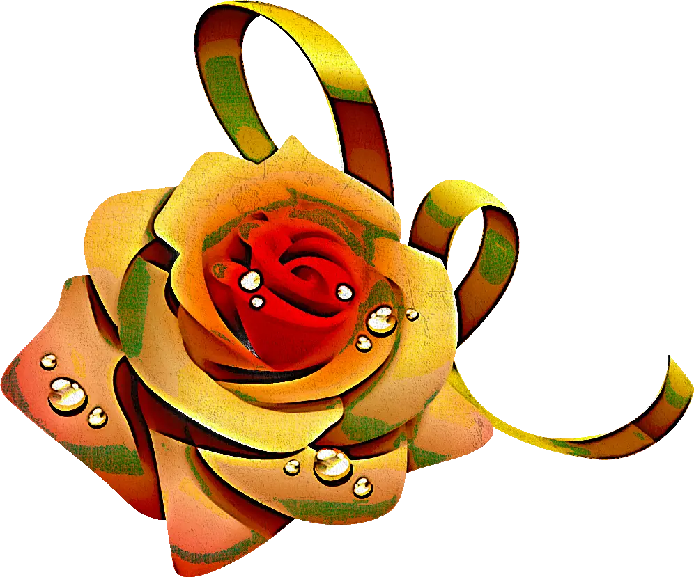 Elegant Golden Rose with Decorative Ribbon