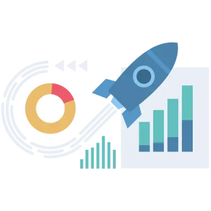 Rocket and Graphs Illustration for Business Growth