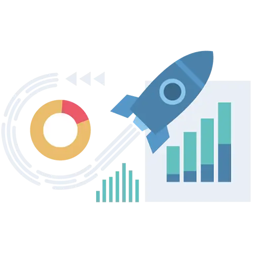 Rocket and Graphs Illustration for Business Growth