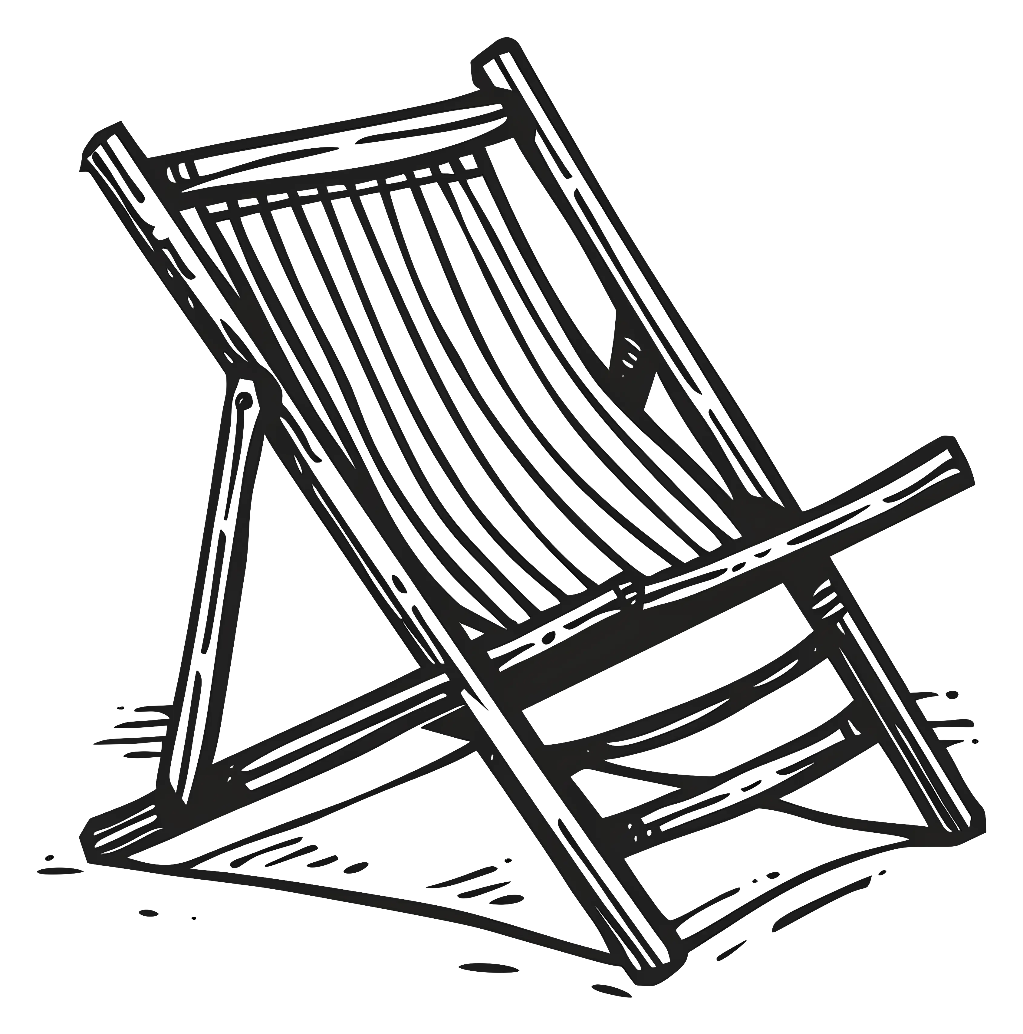 Wooden Deck Chair Sketch Illustration