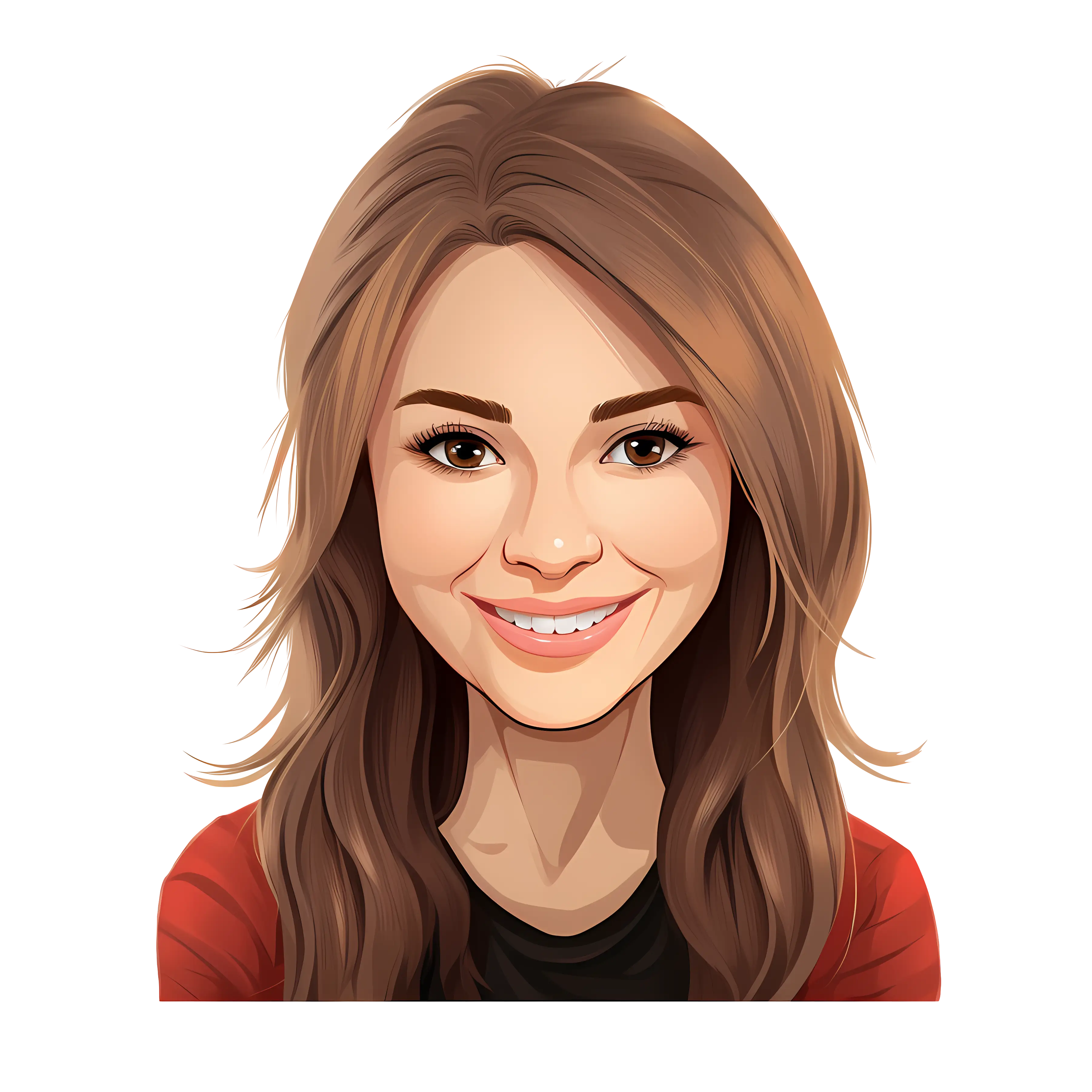 Smiling Woman Portrait in Cartoon Style