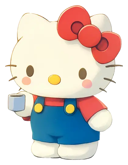 Adorable White Cat Cartoon Character