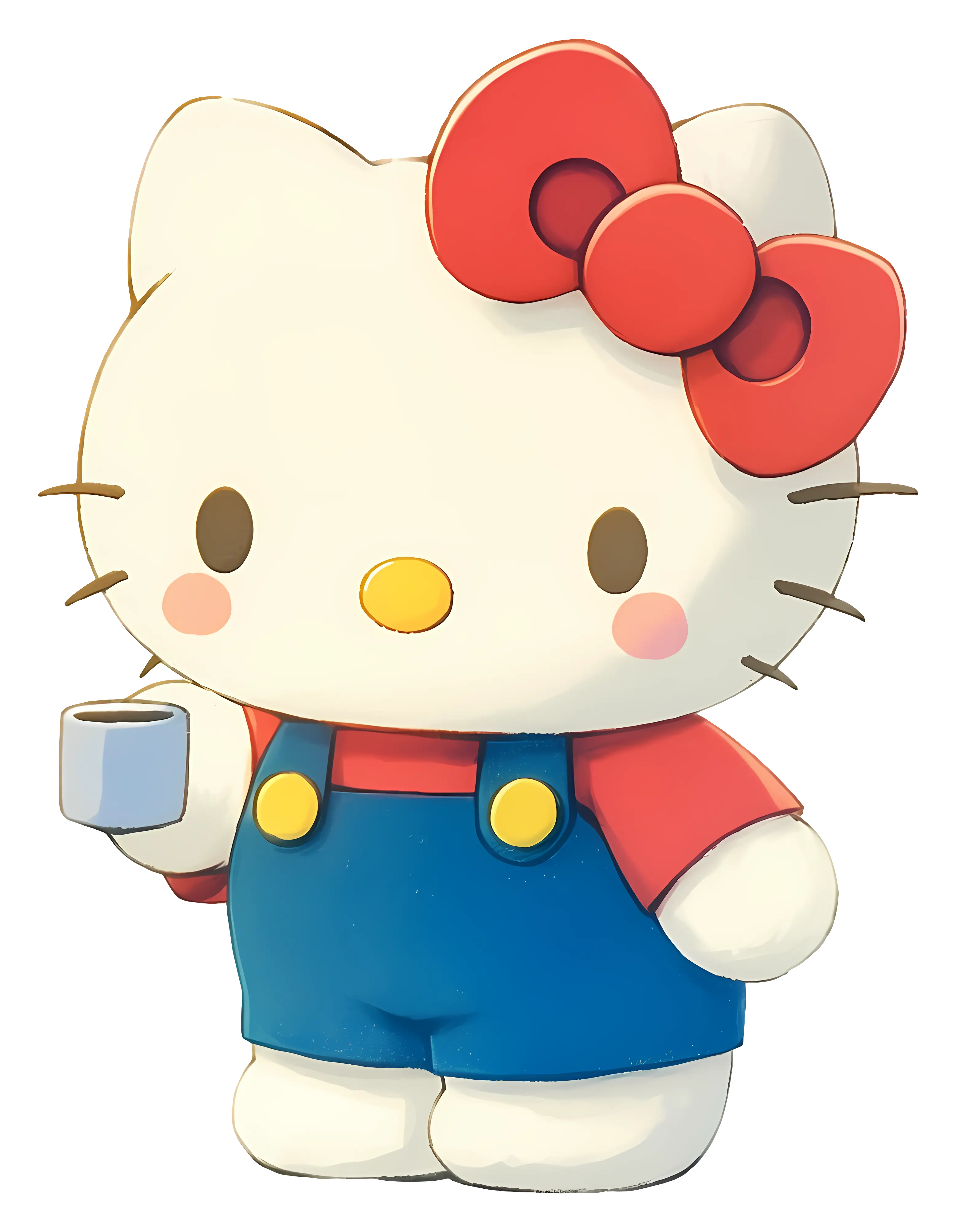 Adorable White Cat Cartoon Character