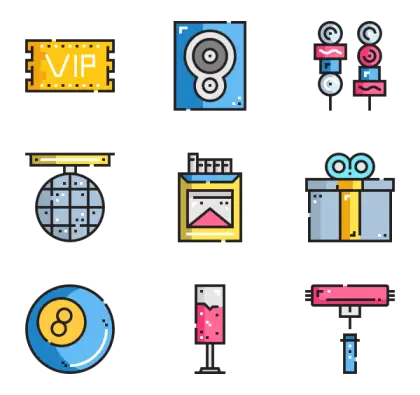 Colorful Party and Celebration Icons