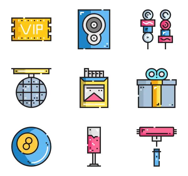 Colorful Party and Celebration Icons