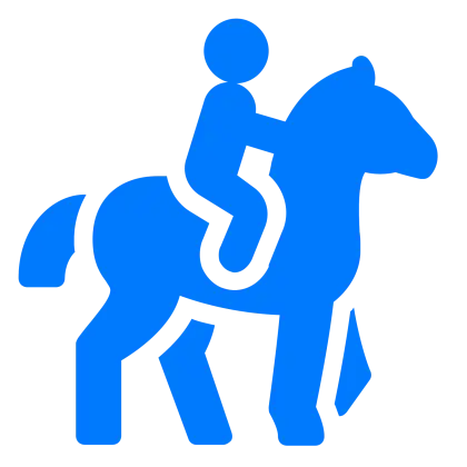 Blue Horseback Rider Icon