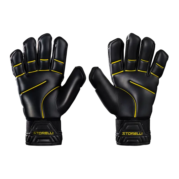 Black Goalkeeper Gloves with Yellow Details