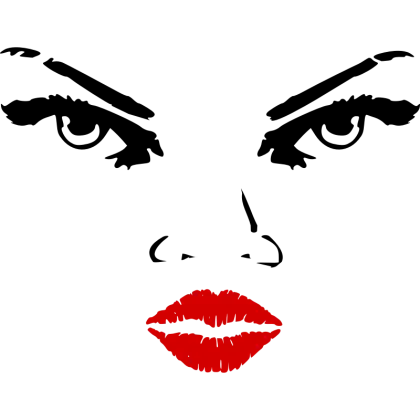 Illustrated Face with Red Lips