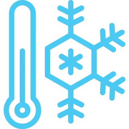 Blue Thermometer with Snowflake Icon