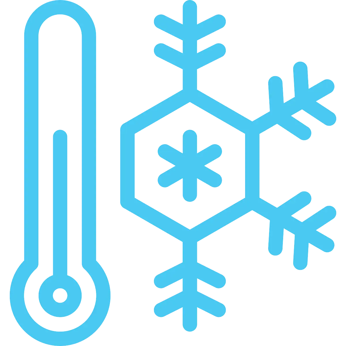 Blue Thermometer with Snowflake Icon