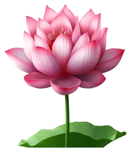 Pink Lotus Flower with Green Leaf