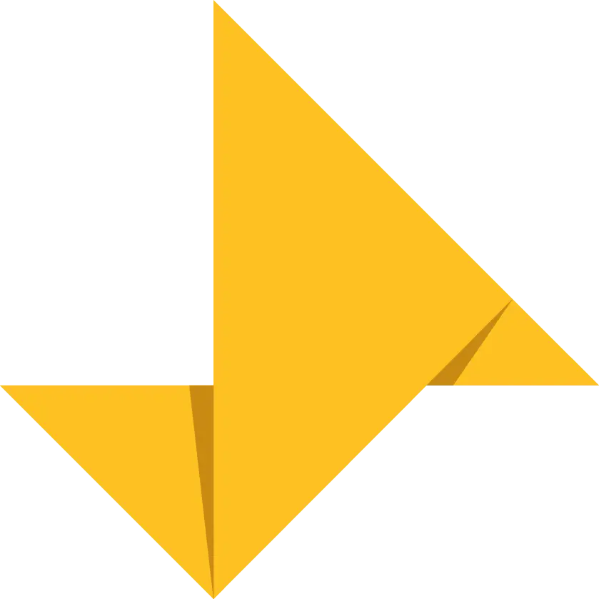 Yellow Origami Folded Arrow Shape