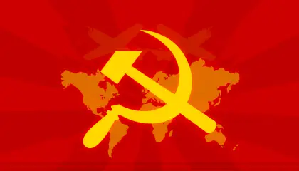Red Communist Flag with Hammer and Sickle